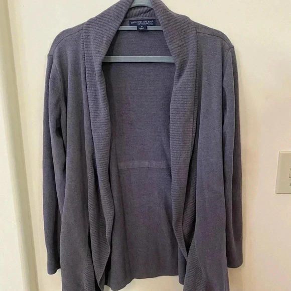 BAREFOOT DREAMS COZY CHIC ULTRA LIT RIBBED HI LO CARDIGAN PURPLE/GRAY SIZE M - Picture 2 of 5